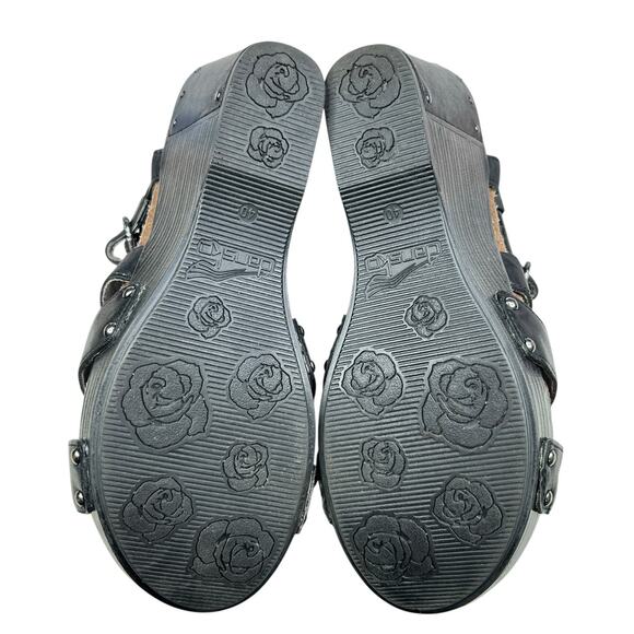 Dansko Women's Frida Black Leather Strappy Wedge Sandal Size 40 US 9.5/10 - Picture 9 of 11